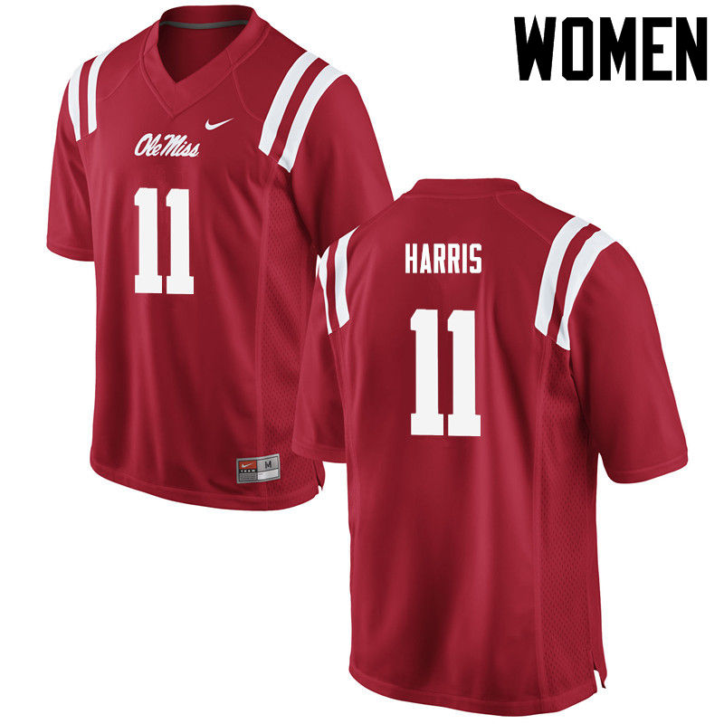 A.J. Harris Ole Miss Rebels NCAA Women's Red #11 Stitched Limited College Football Jersey PPA3058WD